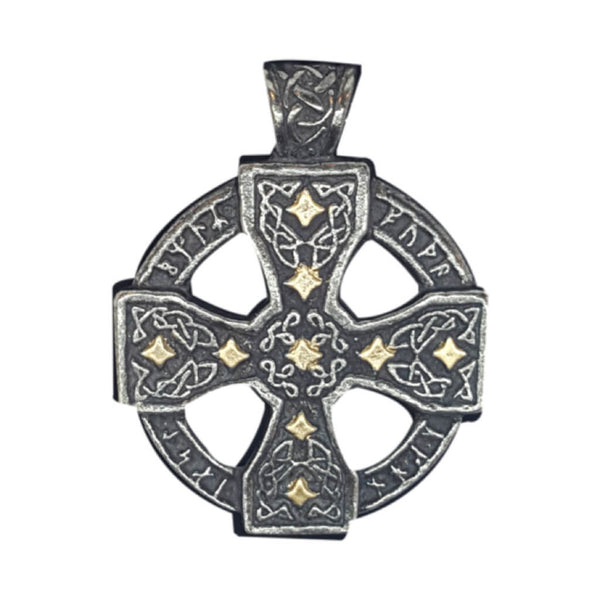 Nordic Lights Runic Celtic Cross Pendant with Pouch