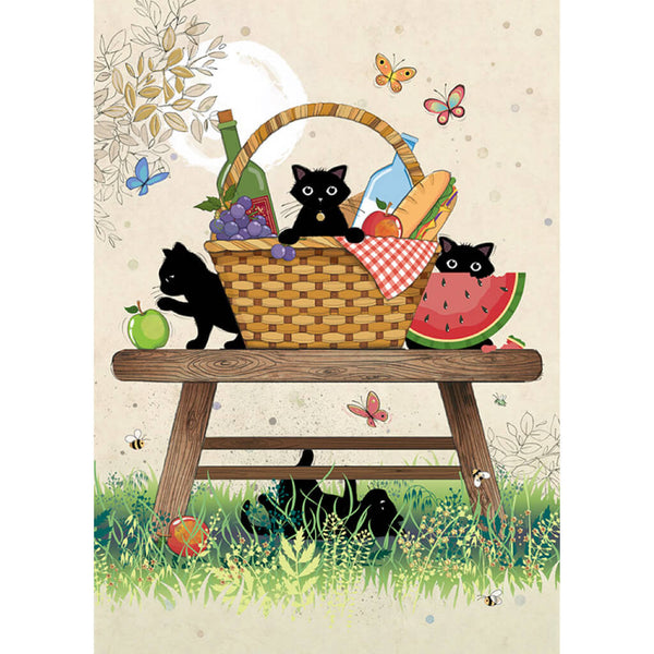 Bug Art Picnic Kitties Greetings Card