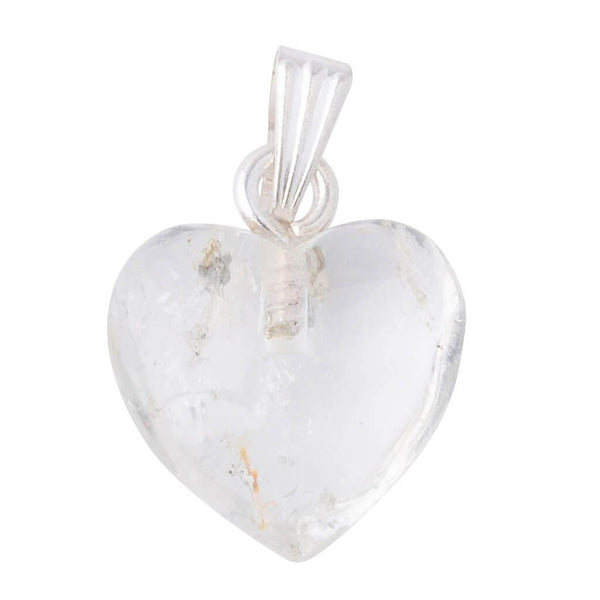 Quartz Crystal Heart Silver Plated Pendant