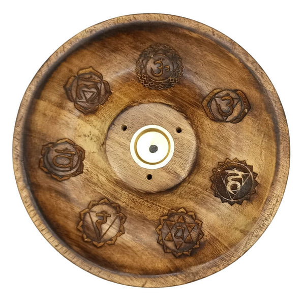 Wooden 7 Chakra Incense Stick & Cone Burner Disc