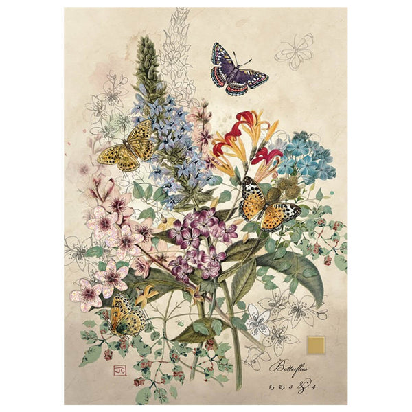 Bug Art Botanical Butterflies Greetings Card