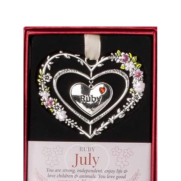 Birthstone Hanging Heart Decoration July