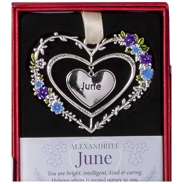 Birthstone Hanging Heart Decoration June