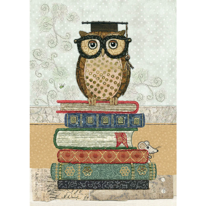 Bug Art Book Owl Greetings Card