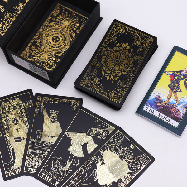 Gold Foil Tarot Cards Set with Book in Gift Box