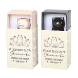 White Or Black Lucky Cat Ceramic Figure in MatchBox