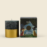 Winter Thyme Gold Half Dipped Pillar Candle