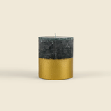 Winter Thyme Gold Half Dipped Pillar Candle