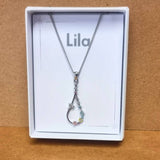 Pear Drop Rhodium Pendant Necklace