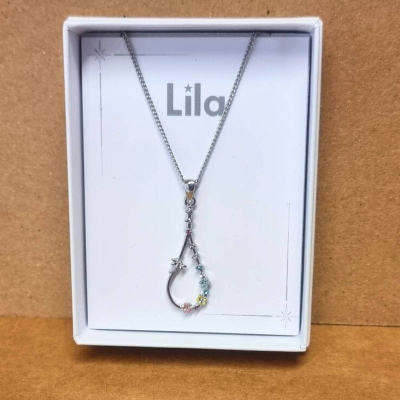Pear Drop Rhodium Pendant Necklace