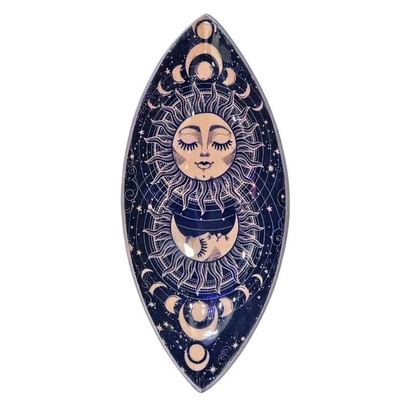 Enamel Aluminium Pink Sun & Moon Incense Tray