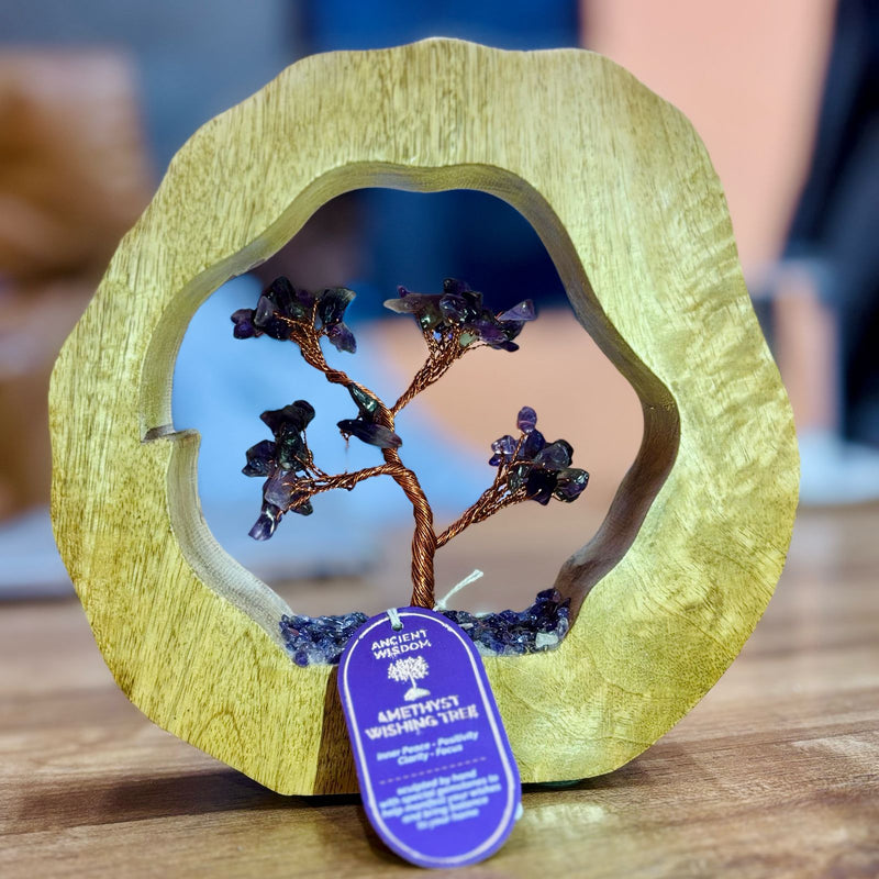 Gemstone Tree Garden in Mango Wood Ring - Amethyst