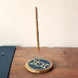 Gold & Black Round Triple Moon Incense Holder