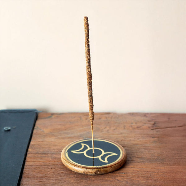 Gold & Black Round Triple Moon Incense Holder