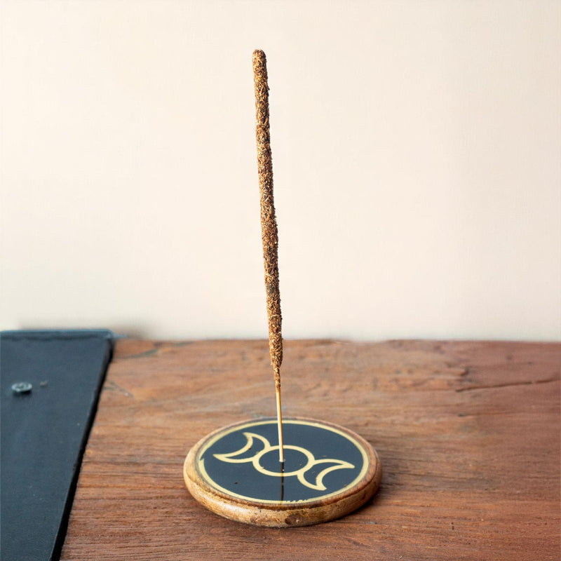 Gold & Black Round Triple Moon Incense Holder