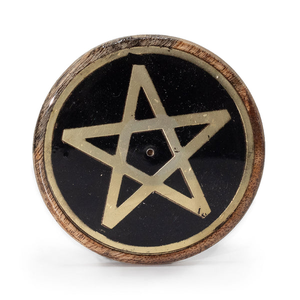 Gold & Black Round Pentagram Incense Holder