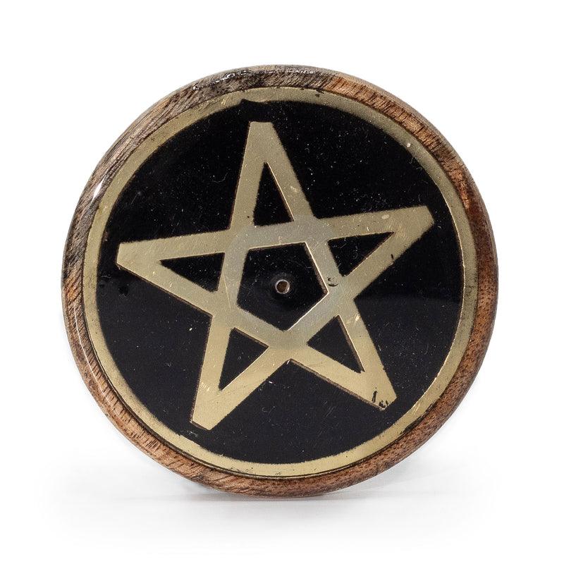Gold & Black Round Pentagram Incense Holder