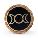 Gold & Black Round Triple Moon Incense Holder