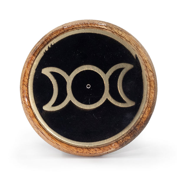 Gold & Black Round Triple Moon Incense Holder