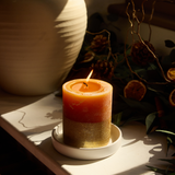 Orange & Cinnamon Gold Half Dipped Pillar Candle