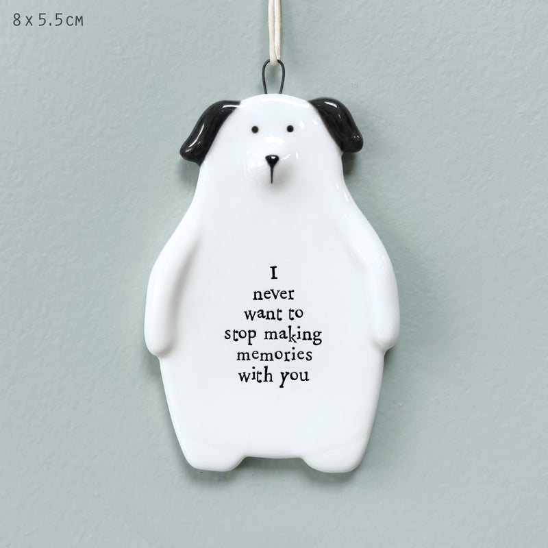East of India Porcelain Dog Hanger - Never Want To Stop