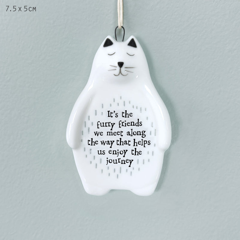 East of India Porcelain Cat Hanger - Furry Friends