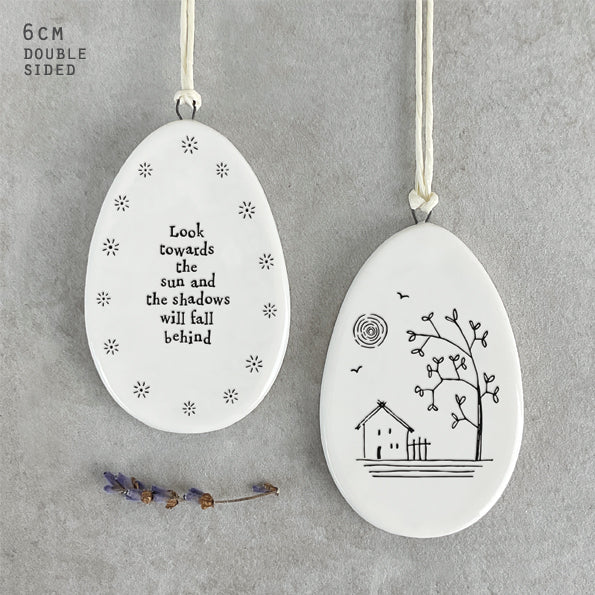 East of India Porcelain Hanging Egg - Look Towards the Sun