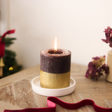 Sacred Forest Gold Half Dipped Pillar Candle