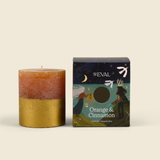 Orange & Cinnamon Gold Half Dipped Pillar Candle