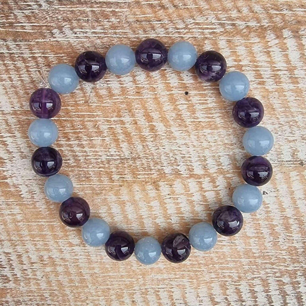 Angelite & Amethyst Bead Bracelet