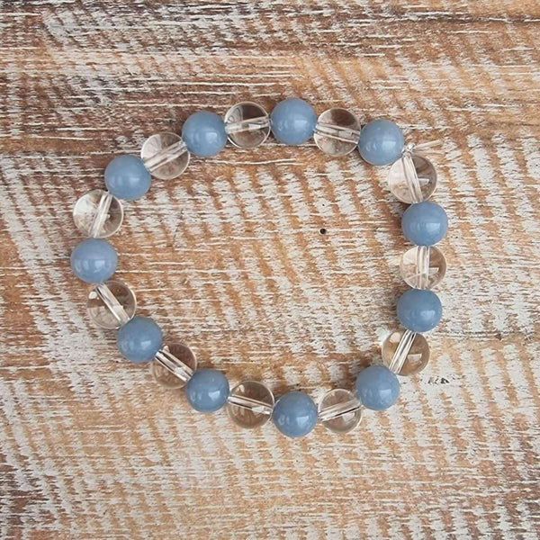 Angelite & Rock Crystal Bead Bracelet