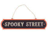 Spooky Street Halloween Hanging Metal Sign