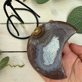 Agate Moon on Stand - Dark Brown & Grey