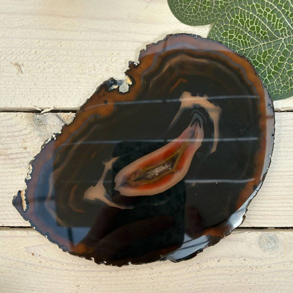 Agate Slice on Stand - Black & Brown