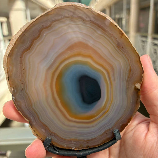 Agate Slice on Stand - Blue & Natural