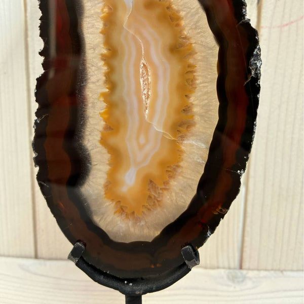 Agate Slice on Stand - Brown & Yellow