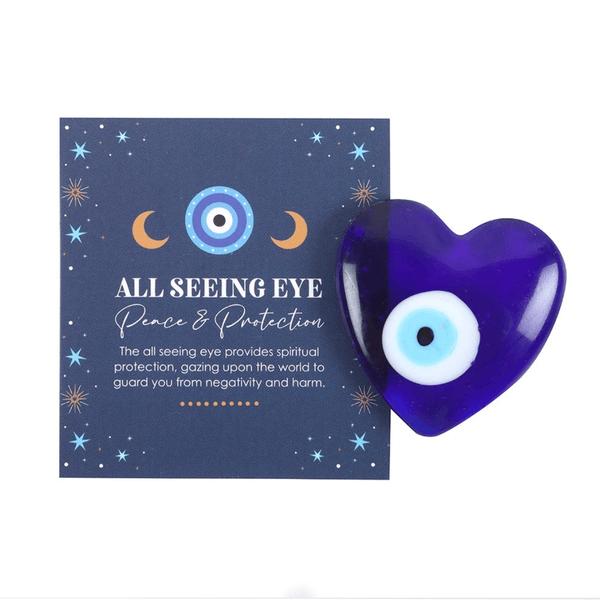 All Seeing Eye Glass Heart Charm