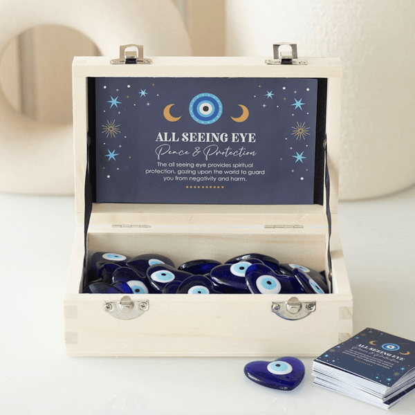 All Seeing Eye Glass Heart Charm