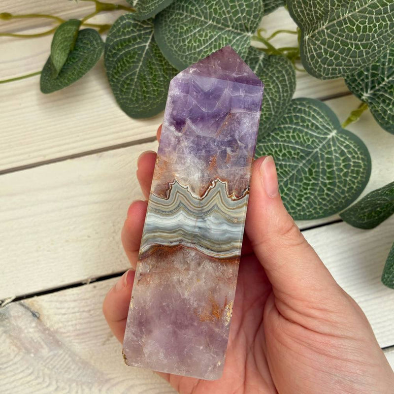 Amethyst Agate Polished Point Cut Base 115mm