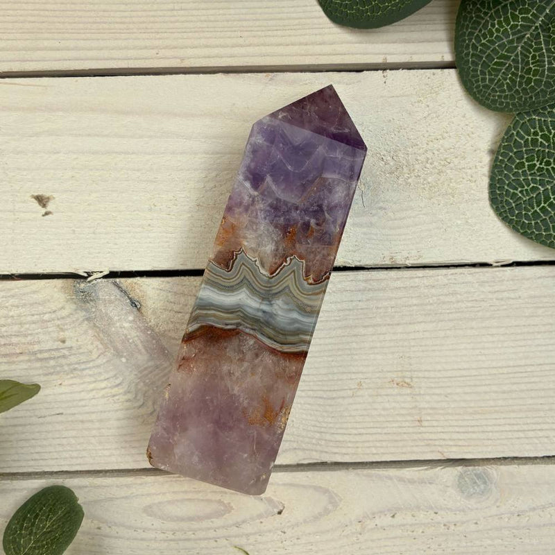 Amethyst Agate Polished Point Cut Base 115mm
