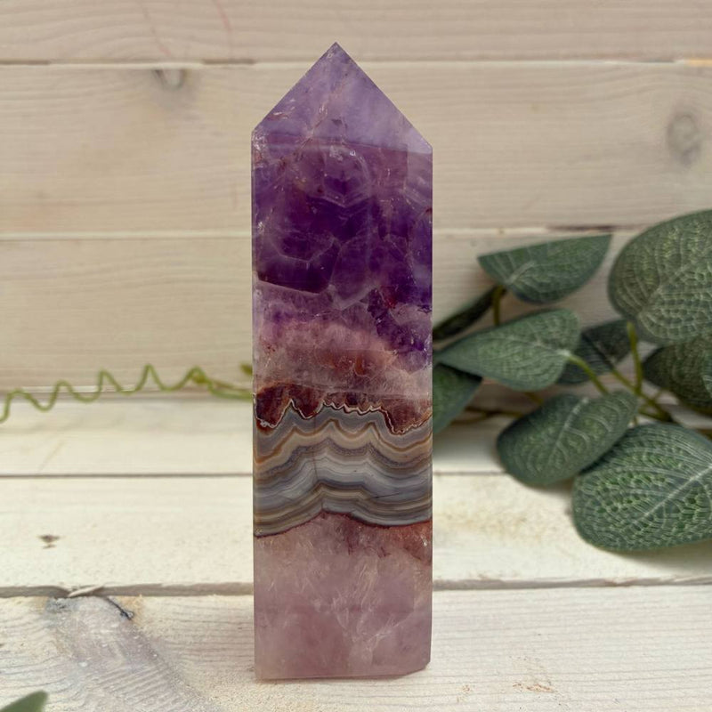 Amethyst Agate Polished Point Cut Base 115mm