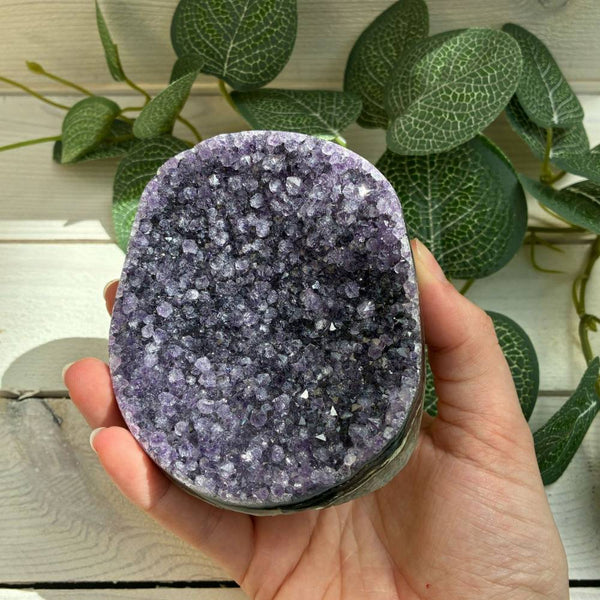 Amethyst Cut Base with Polished Edge 1st Quality 95mm