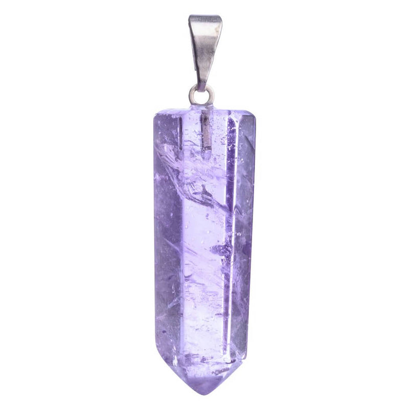 Amethyst Polished Point Silver Plated Pendant