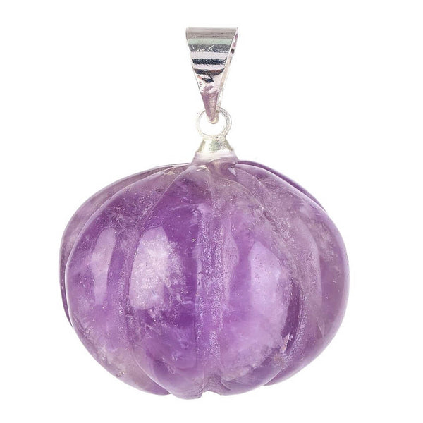 Amethyst Pumpkin Silver Plated Pendant
