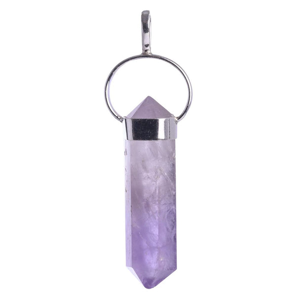 Amethyst Sterling Silver Double Terminated Point Pendant