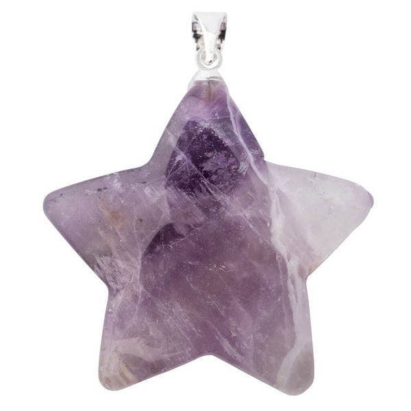 Amethyst Star Pendant with Silver Plated Bail