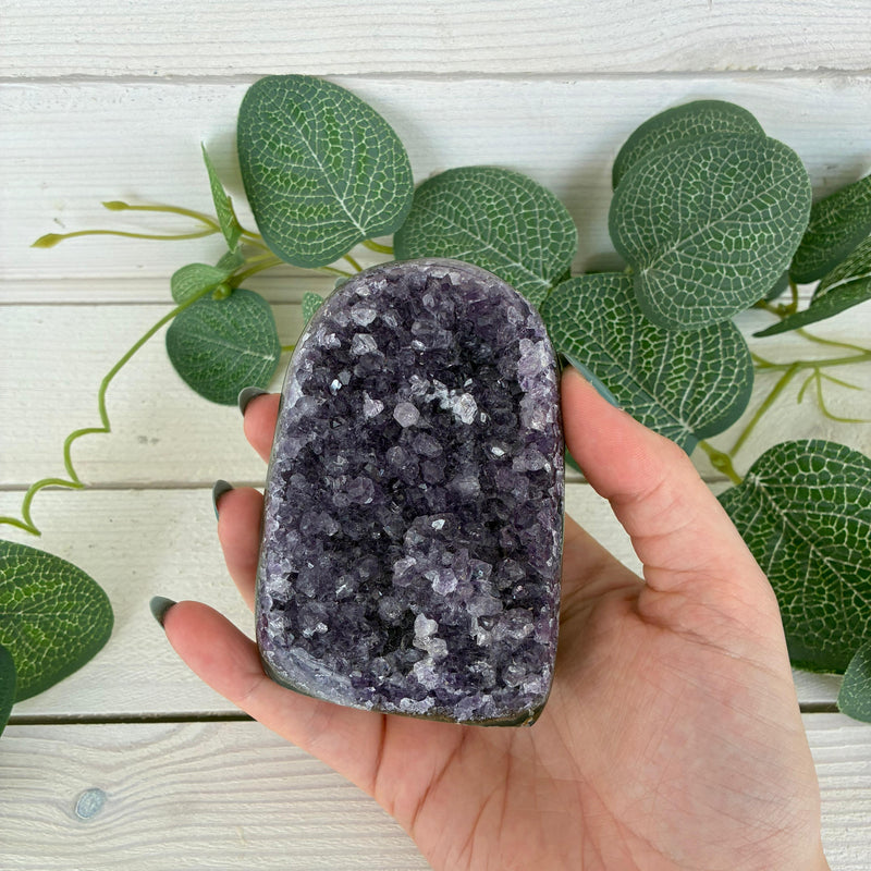 Amethyst Cut Base with Polished Edge 1st Quality 90mm