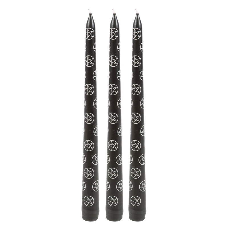 Black Magic Pentagram Set of 3 Taper Candles