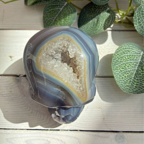 Agate Crystal Skull - Blue Grey Colouring