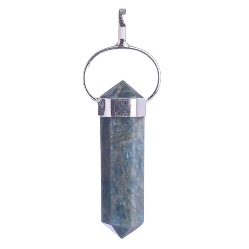 Blue Apatite Sterling Silver Double Terminated Point Pendant